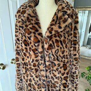 Leopard Print Faux Fur Coat